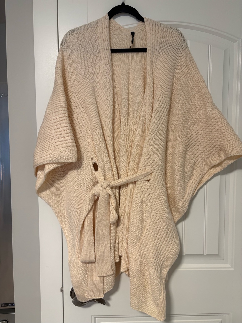 torrid Cream Knit Belted Poncho Cardigan